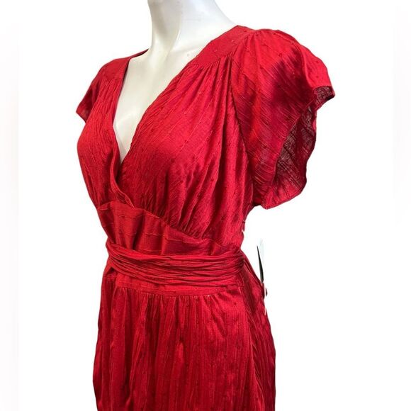 Adrianna Papell dress plus size 14 red sequin accent short sleeve party summer - Picture 3 of 6